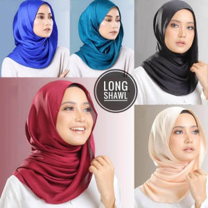 Jifang 180x70cm Plain Satin Silk Pashmina Shawls Women Muslim Hijab Solid Scarf Smooth Long Shawl Arab Headscarf wrap hood WJ328
