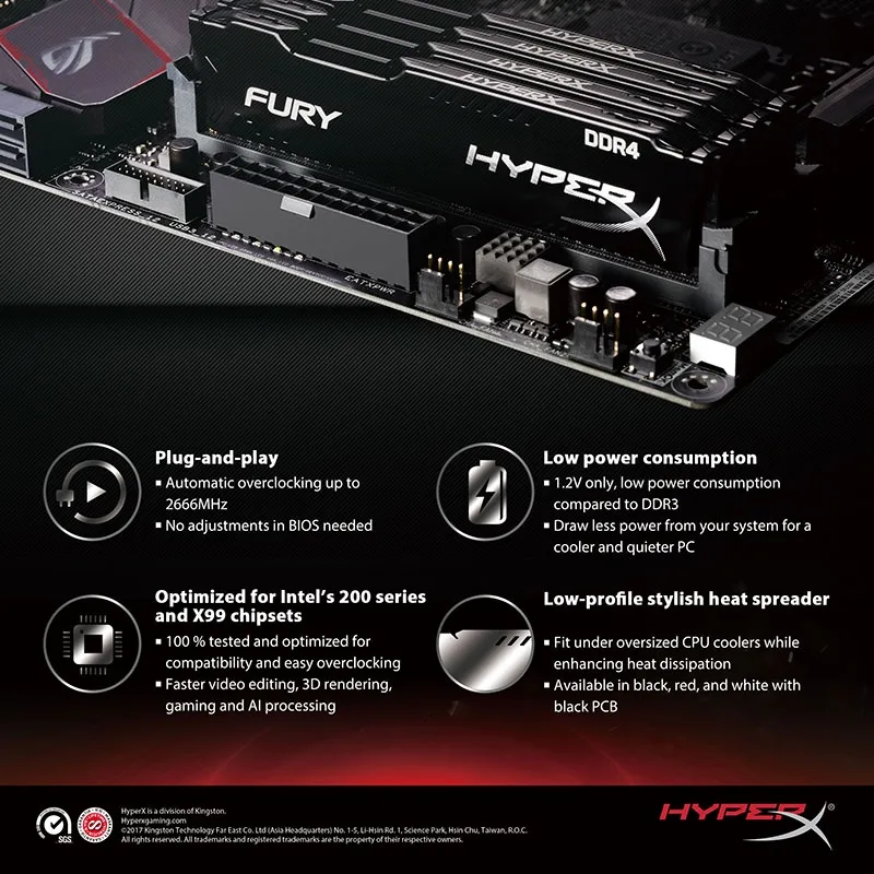 KINGSTON HyperX FURY RAM DDR4 4GB 8GB 16GB 2400Mhz 2666Mhz 3200Mhz