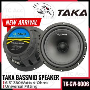TAKA 6.5" 380Watts MIDBASS Speaker TK-CW-6006 Suitable for all type of car Front and Rear Speaker 2025 Model