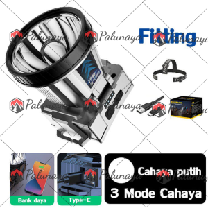 Senter Berkemah Senter Kepala Super Terang/Senter Yang Dipasang Di Kepala Jarak Sangat Jauh/Lampu Kepala LED/Senter Kepala Led Super Terang/Headlamp Usb Chargeable 30W- 6 MODE CAHAYA