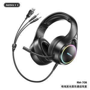 REMAX RM-708 Wired Headphone illuminated Gaming Music Calling RGB Led Light Headset