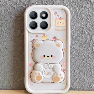 Phone Case Xiaomi 14T Xiaomi 14T Pro 5G New Casing Cute Cartoon Bear with Swivel Mirror Stand Creative Drop-proof Silicone Soft Case Back Cover 2025