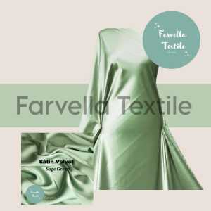 BAHAN KAIN SATIN PER 1/2 (SETENGAH METER) SATIN VELVET SUPER PREMIUM SAGE GREEN