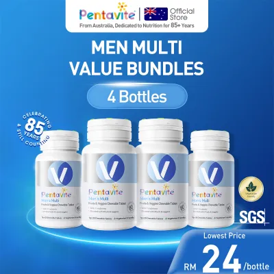 【Amelias Choice】[KKM & HALAL Certified] Pentavite Men Multi 30 Tablets (Exp:04/2028) - 20 MenS Nutrients Energize 10 Vitamins & Minerals For Strength & Vitality