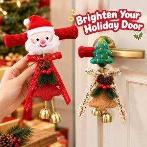 Tulip Home Furnishings Store Christmas Door Handle Gloves Plush Anti Collision Santa Claus Doorknob Cover Anti Static Cute Festive Home Decor Holiday Gift