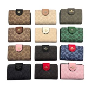 2026 New Coach Women PVC Medium Folding Wallet Official Store Genuine Authentic CW786 Size 13.5x9x3cm Zipper Pocket
