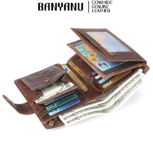 BANYANU ย้อนยุคผู้ชายวัวแท้เกรดพรีเมี่ยมกระเป๋าใส่เหรียญกระเป๋าสตางค์กระเป๋าสตางค์หนังแท้ - นานาชาติ