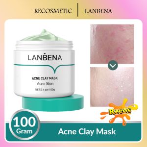 LANBENA Acne Clay Mask Cream - Wajah Berjerawat Acne Treatment Acne prone Deep Cleansing Mengobati jerawat Melembabkan