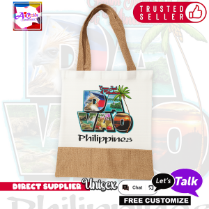Davao Eco Jute Souvenir Tote 12x14 Inches No Zipper Best for Gifts and Travel Keepsakes