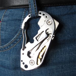 Carabiner Stainless Steel Outdoor Camping Mountaineering Key Clip Keychain Lock Screwdriver Wrench