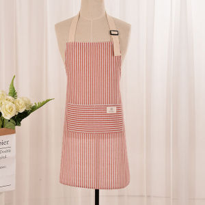 Fashion Colored Striped Apron Cotton Linen Adjustable Kitchen Coffee Shop Garden Work Uniform Kitchen Apron Uniform