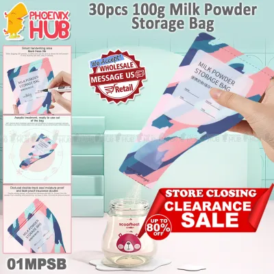 Phoenix Hub 01MPSB Milk Powder 30pcs Breast Milk Storage Bag / Portable Disposable Double-track Sealed Milk Leakproof 55