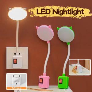 1pc LED Bedroom Bedside Lamp Nightlight Plug in Flexible Study Reading Lights with Switch