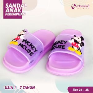 Sandal anak perempuan selop karet warna ungu / sandal anak selop jelly / sendal anak micky mouse