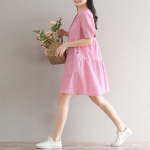 Váy Bầu Đầm Bầu Đẹp Thiết Kế Dáng Suông Sọc Hồng Thời Trang SH