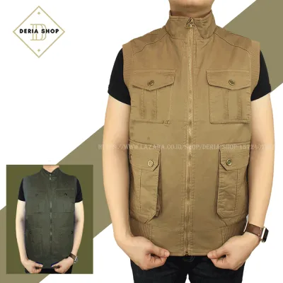 Jaket Rompi Vest Motor Bolak-Balik Pria Dewasa Anak Lokal Import Bahan Katun Adem Coklat Hijau Touring Anti angin