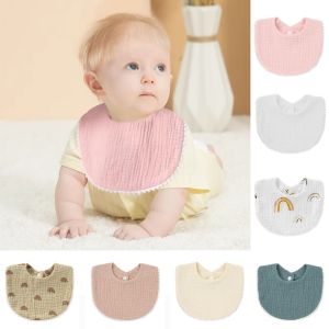 YUDESHUI มัสลิน ผ้ากันเปื้อนเด็ก drool นุ่มนุ่มๆ ผ้าคอตตอน ผ้าเช็ดน้ำลาย  สองชั้น ผ้ากันเปื้อนสำหรับเด็กแรกเกิด สำหรับเด็กผู้หญิงเด็กผู้ชาย