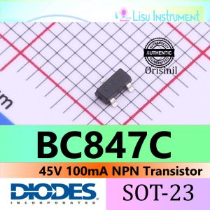 5 BUAH - BC847C 45V 100mA NPN Transistor K1M BC847 SOT-23 Diodes Incorporated ORIGINAL - 5 BUAH