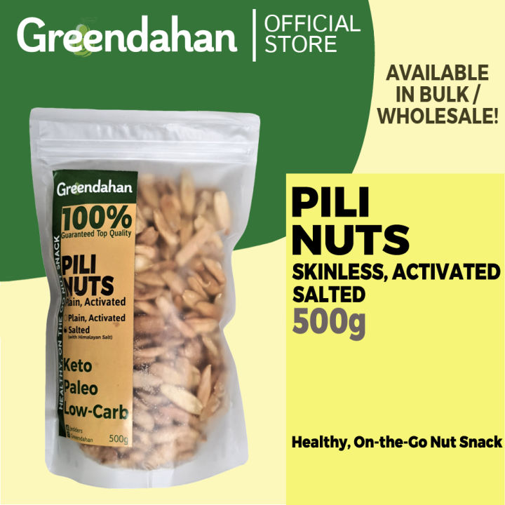 Greendahan Pili nuts (SKINLESS , SALTED in HIMALAYAN SALT) 500g Keto