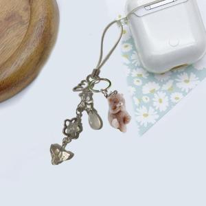 Elegant Flocking Otters Keychain Pendant Stylish Phone Charm Accessory Unique Key Plastic Texture for Woman