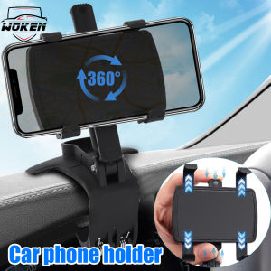 【WOKEN】แผงที่จับโทรศัพท์มือถือในรถยนต์อเนกประสงค์° 360ฐานยึดอุปกรณ์นำทางที่หมุนได้อเนกประสงค์กระจกมองหลังที่ยึดม่านบังแดด