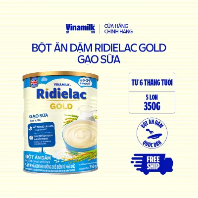 Combo 5 Hộp Bột Ăn Dặm Ridielac Gold Gạo Sữa - Hộp Thiếc 350g