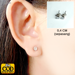 Anting Tindik Tusuk Titanium Anti Karat Lapis Emas Wanita Pria Model Mata Satu Tiar4 - Lovelybutik