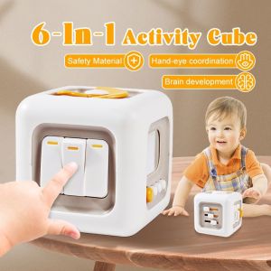 Montessori Cube Toys Sensory Busy Board Baby Practice Skills Drawer Cube Fidget Educational Toys