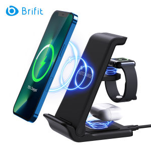 Brifit 3 in 1 wireless charger supports iPhone 11/12/13/14/15 Samsung S22 S21 Ultra Note 20 AirPods Pro iwatch Qi Fast Wireless Charging Station