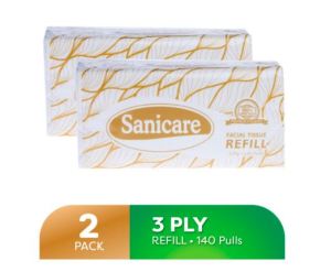 Sanicare Facial Tissue Refill 3Ply 140 Pulls Pack of 2