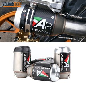 51mm/60mm Motorcycle Exhaust Muffler Pipe Carbon Fiber Exhaust Escape Moto Canister Tail Pipe End pipe For ZX-6R zx-10r RC390 CBR650F Z900 S1000XR fz1 R1 zx-6r zx-10r ZX4RR r3 MT07 etc