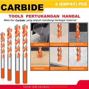 Mata Bor Carbide Drill Bit multi 1 mata bor untuk menembus/mengebor berbagai bahan material besi baja tembok marmer ubin kayu kaca/gelas tajam tahan aus/panas body anti slip ukuran 681012 mm