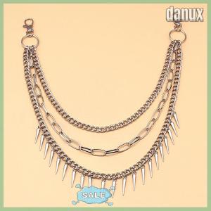 danux Layered Punk Chain On The Jeans Pants Women Spike Keychains for Men Hip Hop Cool Versatile Mens Waist Chain Ornaments Accessories