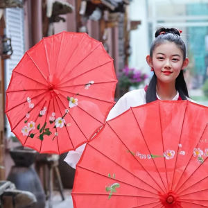 Ô Múa Cổ Trang 56cm Nan Gỗ – Ô Nhựa Đỏ Biểu Diễn Sân Khấu Múa Thiếu Nhi Múa Dân Gian 40cm