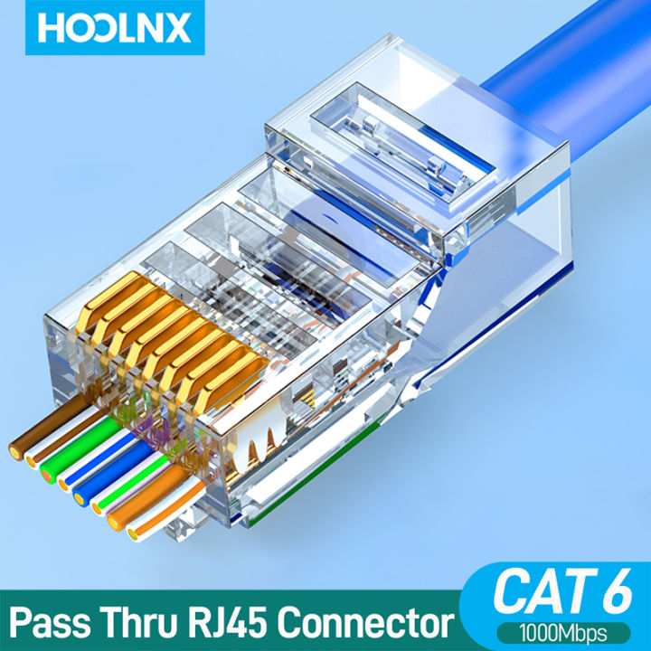 HOOLNX Pass Through RJ45 Connectors, RJ45 CAT6A CAT6 Pass Through ...