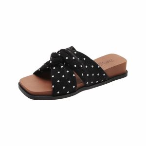 Free Shipping New Style WomenS Summer Outdoor Sandals With Polka Dots Thick Soles Wedge Heels And A Bow Design Perfect For Pairing With Dresses 2026