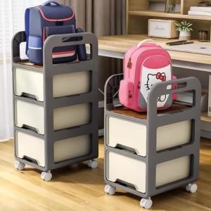 FFBH Movable Storage Racks Trolley Style Organizer Book Schoolbag Storage Holders Household Wheel Multi Layer Practical Organization T2Y7B