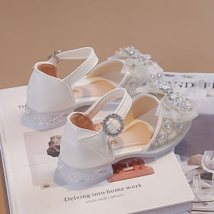 [Free Shipping] Girls Sandals 2026 Spring/Summer New Versatile Childrens Princess Shoes Soft Sole Non-Slip Crystal High Heels for Girls