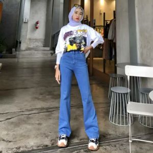 Cutbray Jeans Highwaist Korean Style Hangover Jeans Bahan Premium