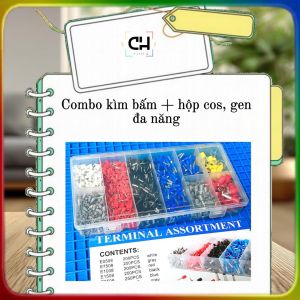 Combo kìm bấm cos đa năng và hộp 1200 cos kim thônghộp 530 gen nhiệtcos pin rỗng đa dạng tiện lợi