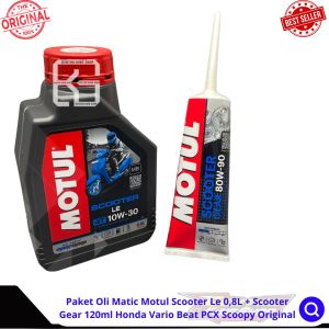 Paket Oli Matic Motul Scooter Le 08L + Scooter Gear 120ml Honda Vario Beat PCX Scoopy Original