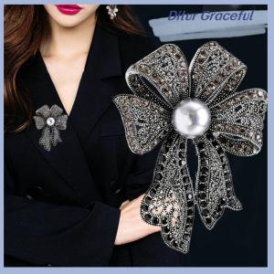 Ditur เข็มกลัดติดโบว์ไข่มุกพลอยเทียมแนววินเทจสำหรับเสื้อผ้าผู้หญิงเสื้อโค้ทเครื่องประดับของขวัญสำหรับงานปาร์ตี้