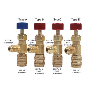 Gracekarin 4PCS AC Safety Valve Kit For R22 R32 R410 Brass Quick Connect Adapter 1/4 5/16 Inch HVAC Repair Tool Set NEW