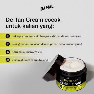 Ustraa De Tan Face Cream 50gr De-Tan Ustra Moisturizer Melembabkan Krim Kulit Wajah (Pelembab Wajah Kusam dan membantu mencerahkan)