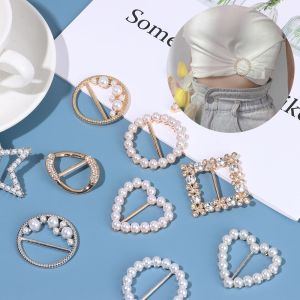 WUXU Pearl Shirt Hem Fixed Buckle Knotted Buckle Ring Clothes Tighten Silk Scarf Buckle Decorative Buckle