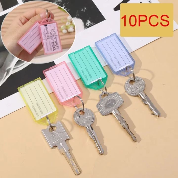 1/10pcs Plastic Key Tags with Flap Label Window Strong Split Ring