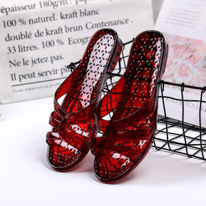 [Free Shipping] New Summer Styles: Non-Slip Durable Crystal-Clear Transparent Low-Heeled Sandals For Indoor And Outdoor Wear Designed For Mothers And Women