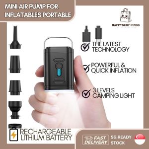 Mini Electric Wireless Air Pump Portable with Camping Light – Type-C Rechargeable for Inflatables
