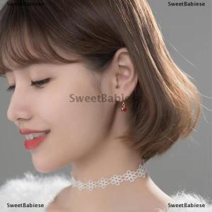 [COD] SweetBabiese 1 cặp phong cách Hàn Quốc tinh tế rượu vang đỏ Zircon tình yêu trái tim dangle Stud Bông tai cho phụ nữ đơn giản thời trang tai móc bên đồ trang sức