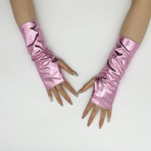 PRIMEPICKGLOBAL 1 Pair Punk Style Fingerless Gloves Glossy Finish Imitation Leather Performance Gloves Fashion Sleeve Set Cosplay Gloves Halloween Dress Up